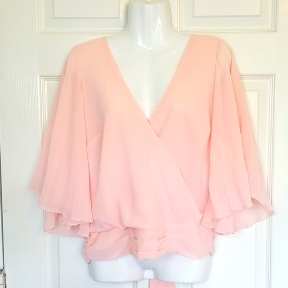 Haute Monde Tops - Haute Monde Mauve Pink Flowy Shortsleeve V-neck Shirt